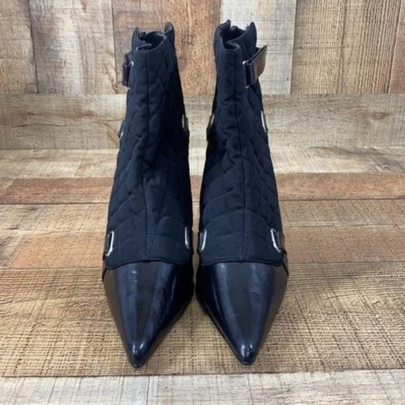 Colin Stuart Black Quilted Ankle Boots Pointed Toe - Picture 2 of 11